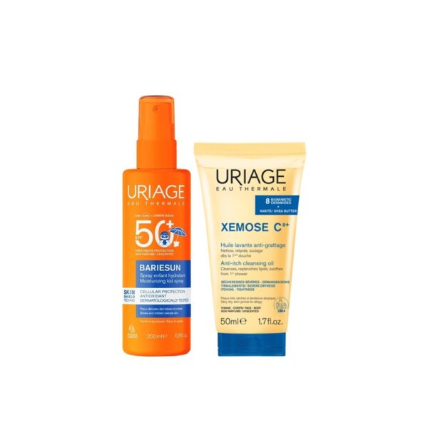 URIAGE SET BARIESUN MOISTURIZING KID SPRAY SPF50+ 200ML + XEMOSE C8 ANTIITCH CLEASING OIL 50ML